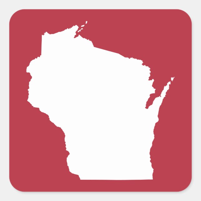 Sticker Carré Rouge et Blanc Wisconsin (Devant)