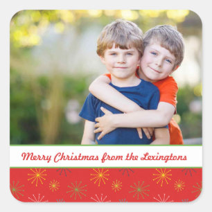 Sticker Carré Rouge milieu du siècle moderne Noël atomique