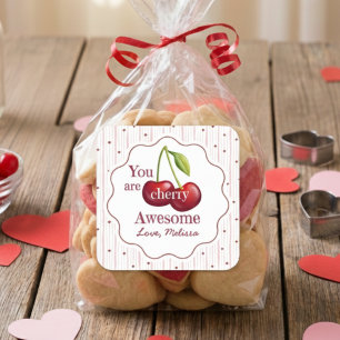 Sticker Carré Rouge Rose Saint-Valentin Tu Es Cerise Incroyable