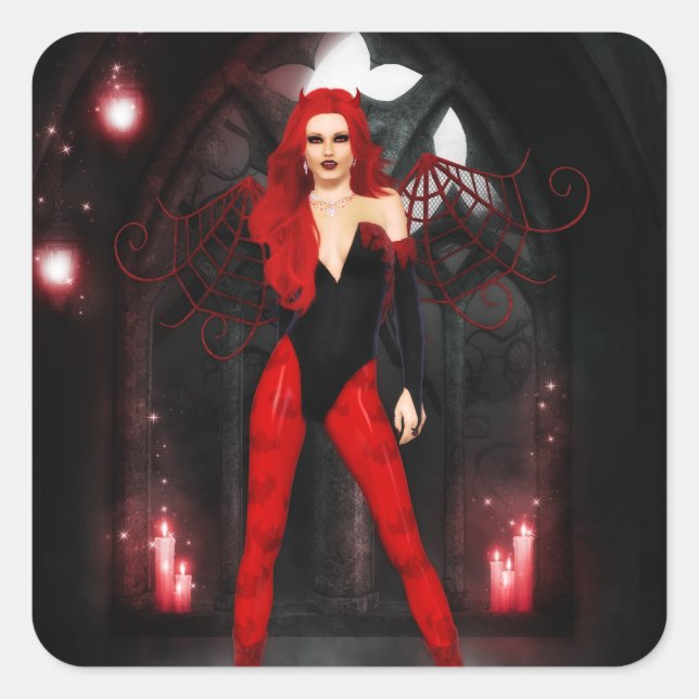 Sticker Carré Rouge Succubus (Devant)