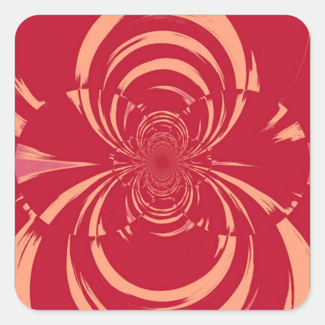 STICKER CARRÉ ROUGE SWIRL RETRO ART DÉO (Devant)