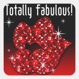Sticker Carré rouge totalement fabuleux de lèvres de parties