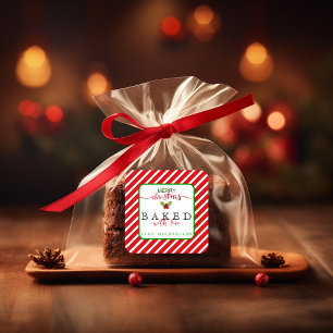 Sticker Carré Rouge Vert Cuit Avec Amour Noël