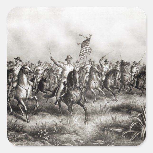 Sticker Carré Rough Riders : Colonel Theodore Roosevelt (Devant)