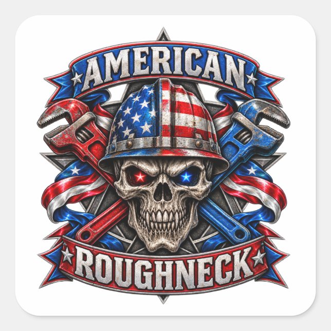 STICKER CARRÉ ROUGHNECK AMÉRICAIN (Devant)