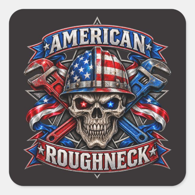 STICKER CARRÉ ROUGHNECK AMÉRICAIN (Devant)