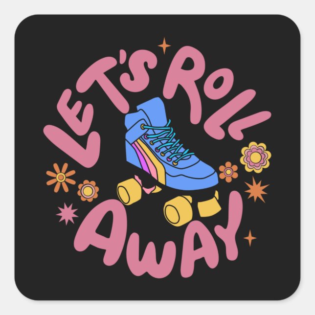 Sticker Carré Roulons les patins à rouleaux (Devant)