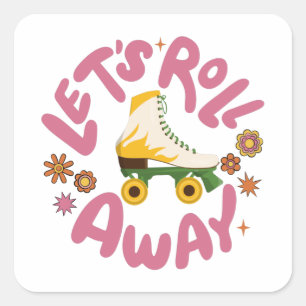 Sticker Carré Roulons les patins à rouleaux