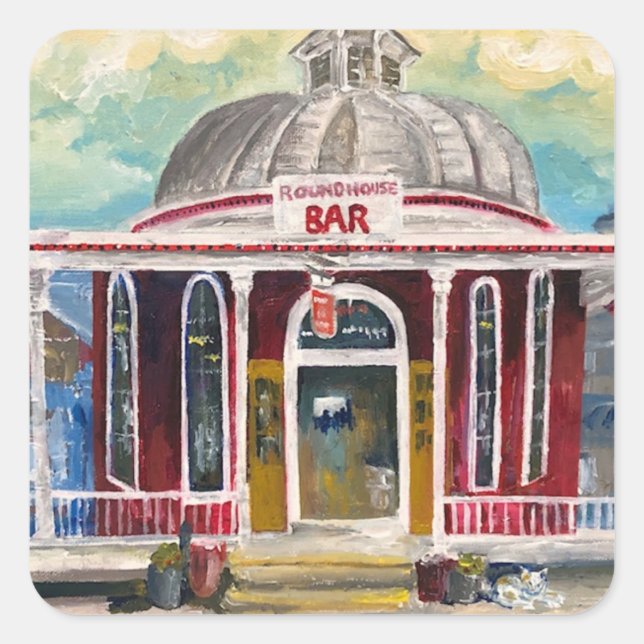 Sticker Carré "Round House Bar" Mettre dans la baie (Devant)