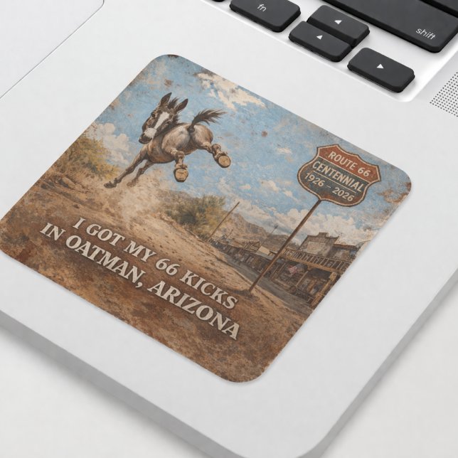Sticker Carré Route 66 Centennial Oatman Donkey Design (Créateur téléchargé)