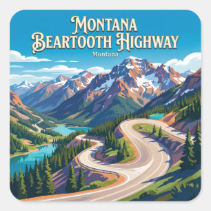 Sticker Carré Route de Beartooth Montana