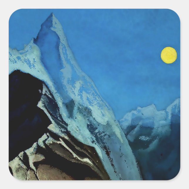 Sticker Carré « Route de Nara » de Nicholas Roerich (Devant)