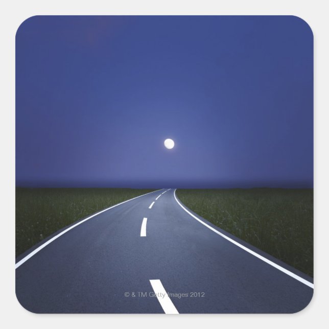 Sticker Carré Route droite à la nuit (Devant)
