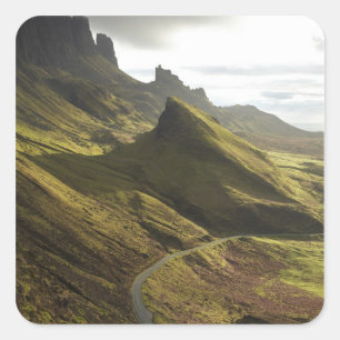 Sticker Carré Route montant vers The Quiraing, île de Skye,