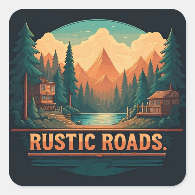 Sticker Carré Routes rustiques (Devant)
