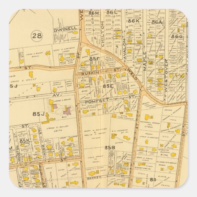 Sticker Carré Roxbury Ouest, Massachusetts 2 (Devant)