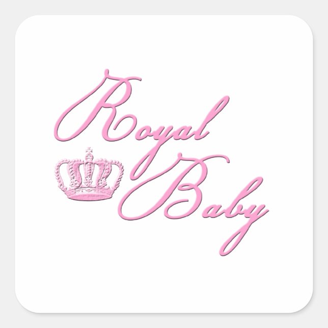 Sticker Carré Royal Baby Rose avec couronne (Devant)