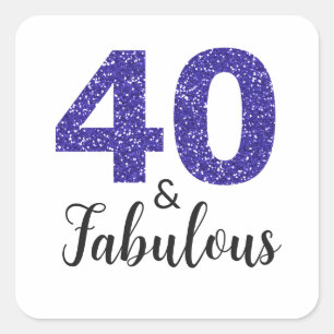 Sticker Carré Royal Blue Parties scintillant 40 et fabuleux   40