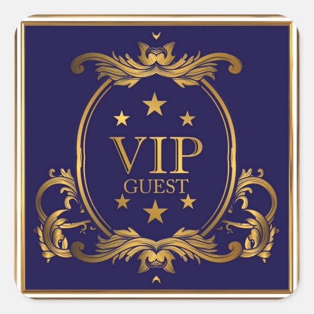 Sticker Carré Royal Crown Blue et Gold Flourds Mariage VIP (Devant)