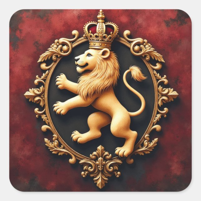 Sticker Carré Royal Heraldic Tapestry Pattern (Devant)