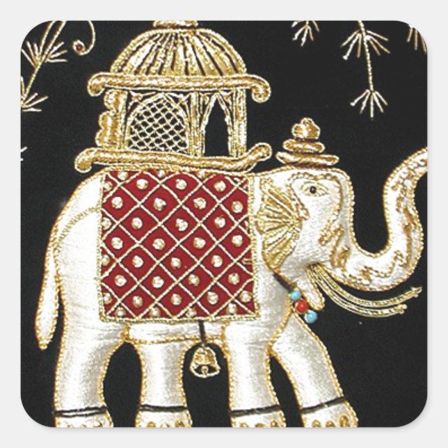 STICKER CARRÉ ROYAL INDIEN ELEPHANT RIDE ZARI ART (Devant)