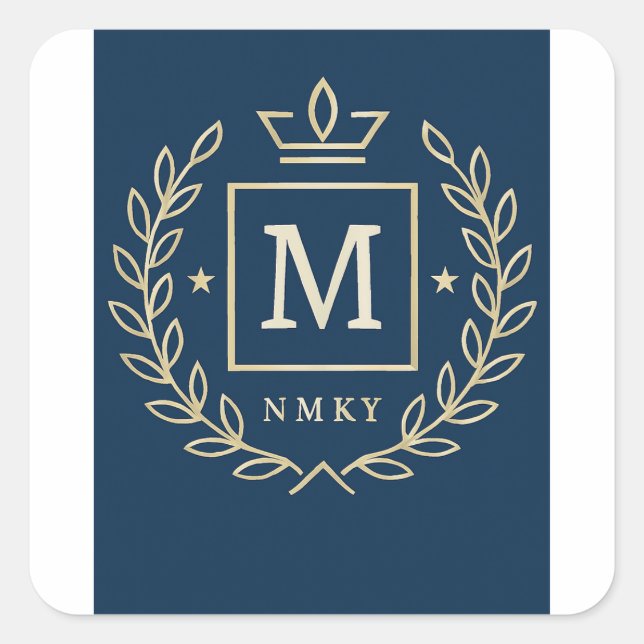 Sticker Carré "Royal NMKY Emblem – Monogram M Crest Design" (Devant)