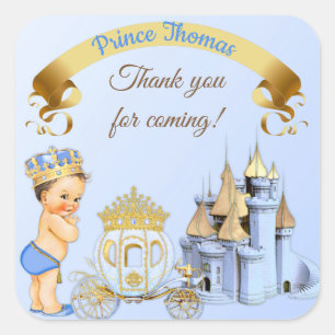 Sticker Carré Royal Prince Castle Carriage Blue Gold Boy