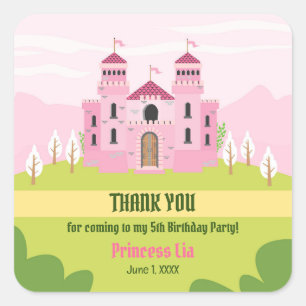 Sticker Carré Royal Princess Girl Birthday Party
