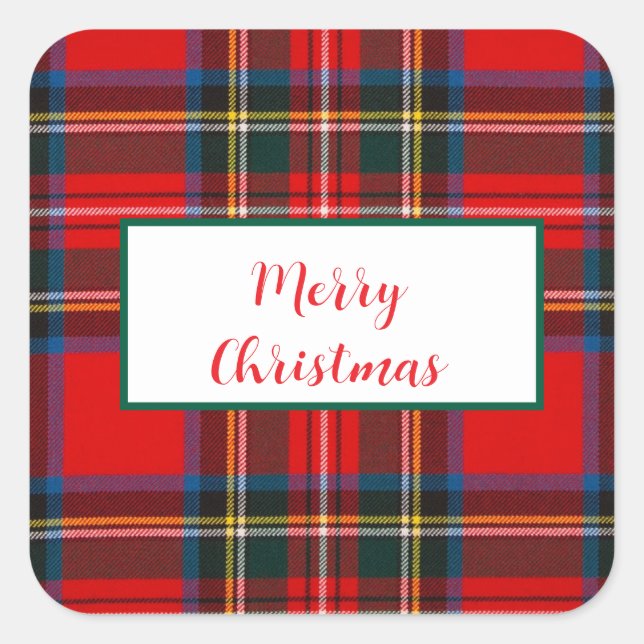 Sticker Carré Royal Stewart Christmas MERRY XMAS Plaid Wreath (Devant)