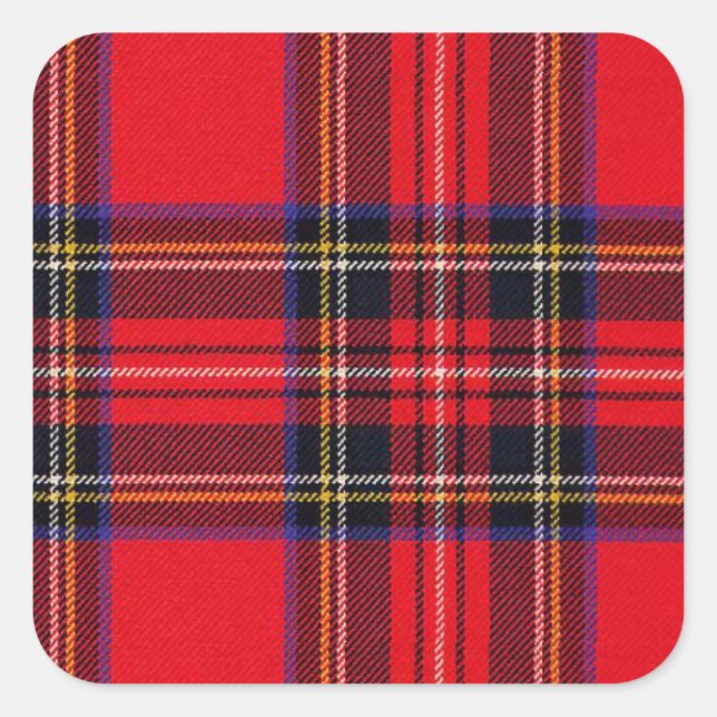 Sticker Carré Royal Stewart tartan rouge noir plaid (Devant)