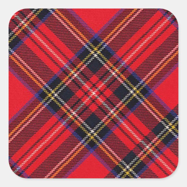 Sticker Carré Royal Stewart tartan rouge noir plaid (Devant)