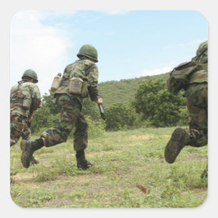 Sticker Carré Royal Thai Marines se promènent pour sécuriser le