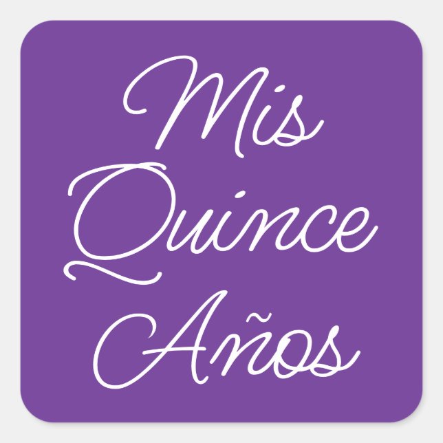 Sticker Carré Royal violet blanc moderne Script Mis Quince Anos (Devant)