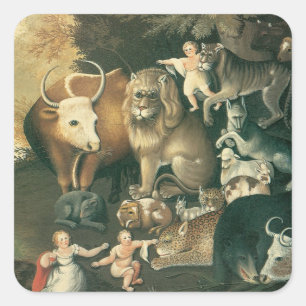 Sticker Carré Royaume Pacifique par Edward Hicks Art Populaire V