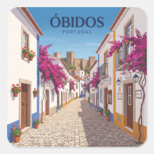 Sticker Carré Rua Direita, Óbidos Portugal Souvenir