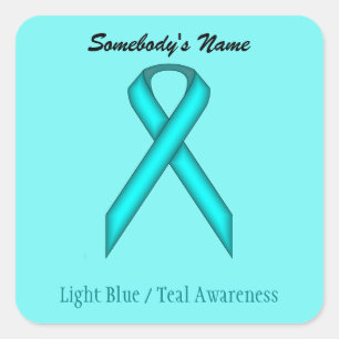 Sticker Carré Ruban bleu/Turquoise standard par Kenneth Yoncich