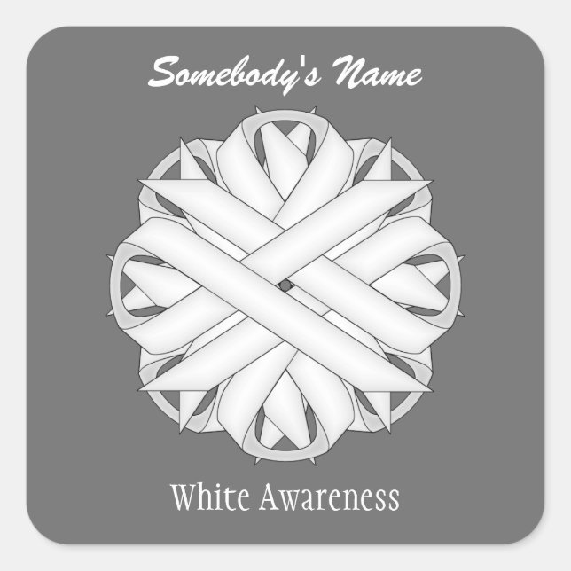 Sticker Carré Ruban de fleurs blanches par Kenneth Yoncich (Devant)