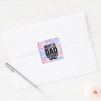 Sticker Carré Ruban de récompense Meilleur Papa de tous les temp