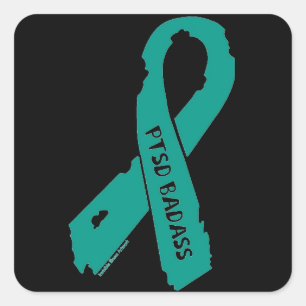 Sticker Carré Ruban déchiré PTSD BADASS