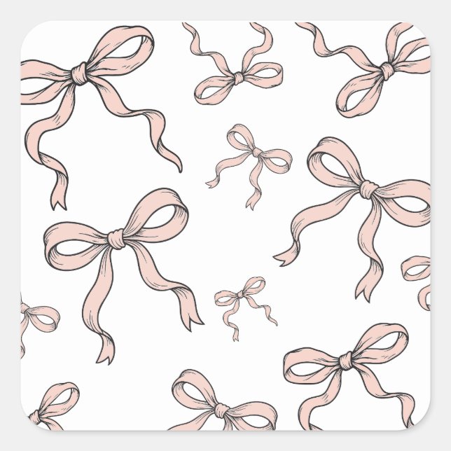 Sticker Carré Ruban rose mignon et tendance en noir (Devant)