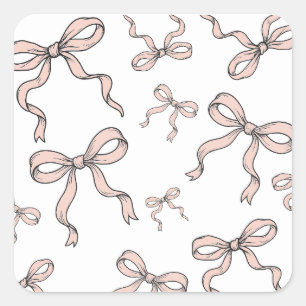 Sticker Carré Ruban rose mignon et tendance en noir