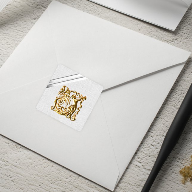 Sticker Carré Rubans en argent et Mariage en or (Créateur téléchargé)