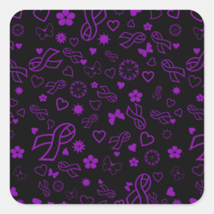 Sticker Carré Rubans violets Multi..Fibro