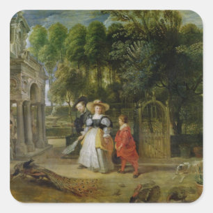 Sticker Carré Rubens et Helene Fourment dans le jardin