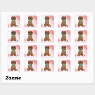 Sticker Carré Ruby Cavalier King Charles Spaniel Puppy