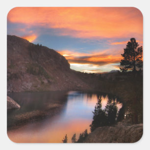 Sticker Carré Ruby Lake Sunset - John Muir Trail - Sierra Nevada