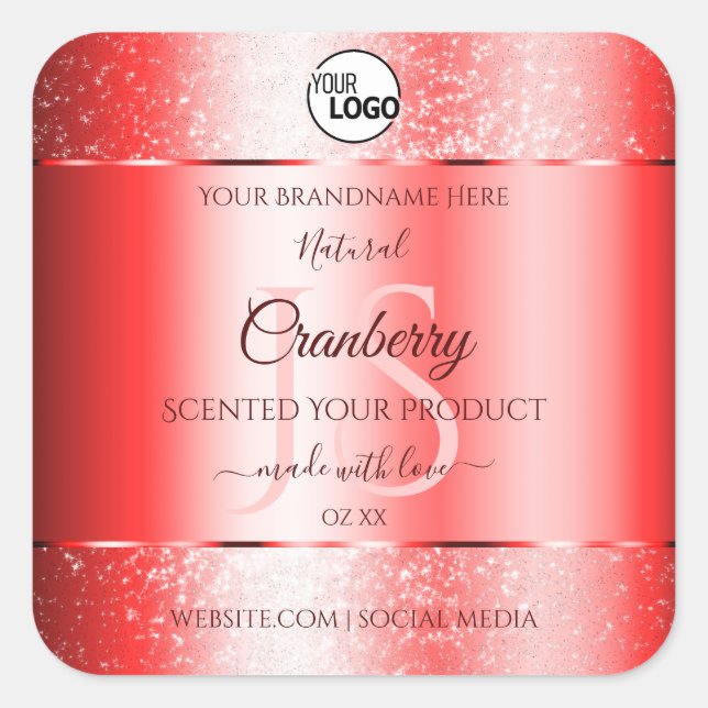 Sticker Carré Ruby Red Soft Parties scintillant Produit Étiquett (Devant)