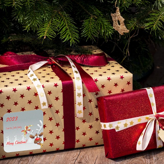 Sticker Carré Rudolph neige de Noël (Créateur téléchargé)