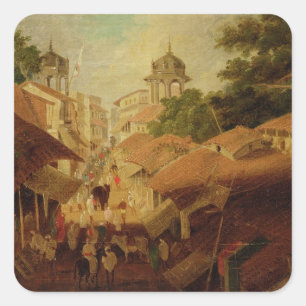 Sticker Carré Rue à Patna, c.1825 (huile sur la toile)