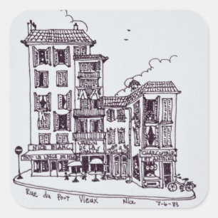 Sticker Carré Rue du Vieux Port dans la vieille ville de Nice